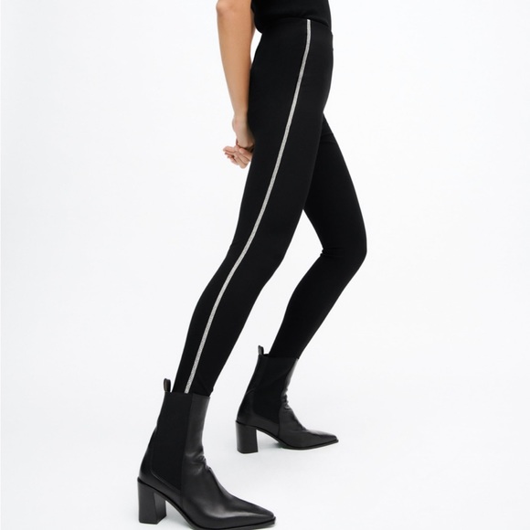 NWT Zara Sparkly Side Stripe Leggings - Picture 3 of 7
